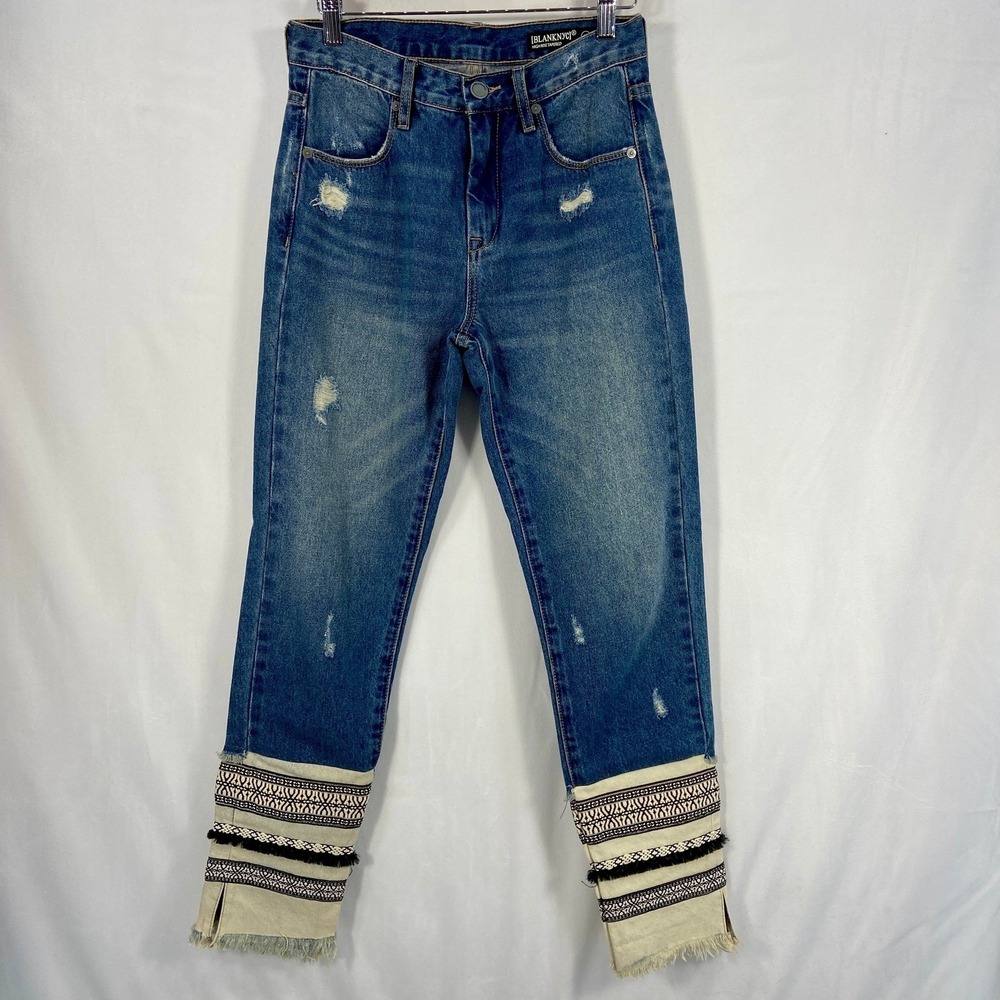 BLANKNYC High Rise Tapered Miss Molly Straight Leg Blue Jeans Womens 25‎